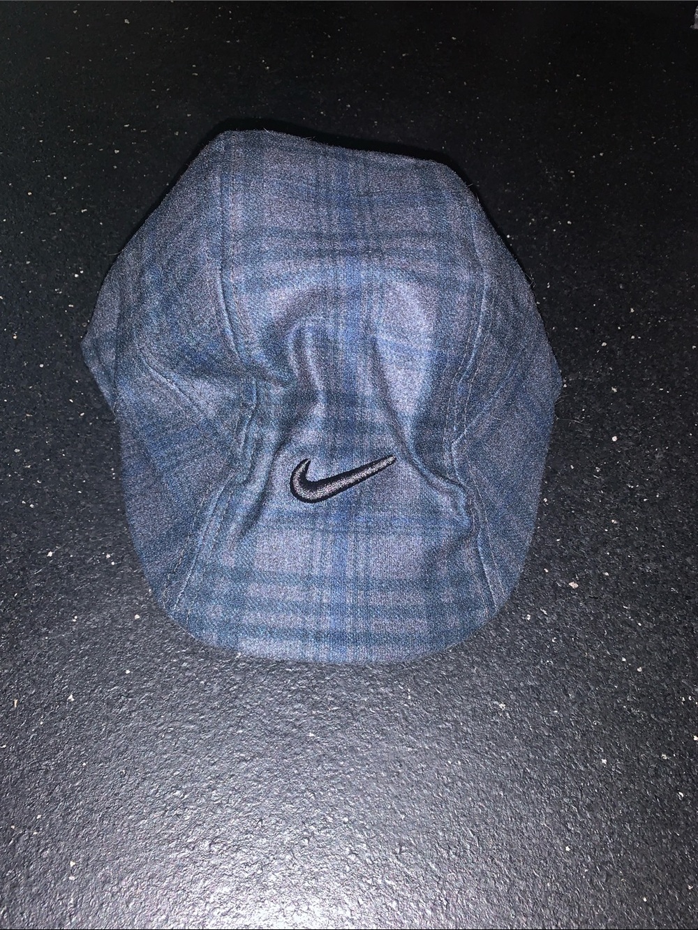 Nike Blue Plaid Cap with Embroidered Swoosh